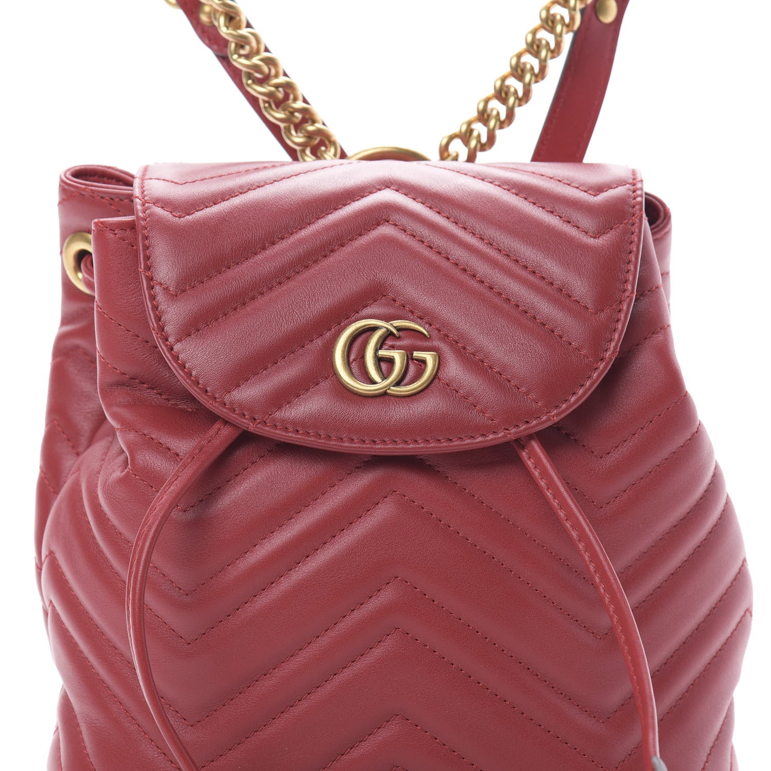 Gucci Calfskin Matelasse GG Marmont Flap Backpack Hibiscus Red 7 of 10