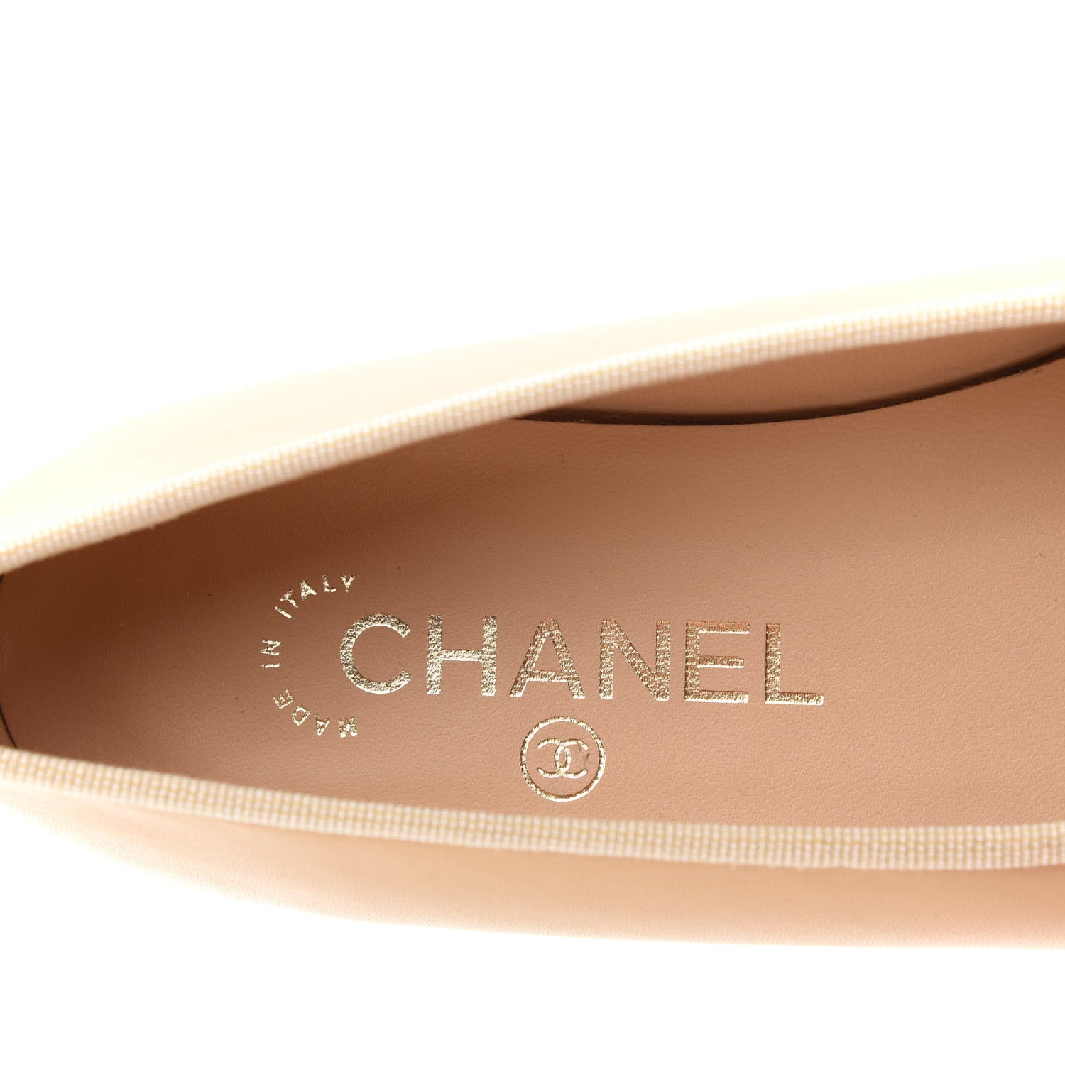 Chanel Lambskin Cap Toe CC Ballerina Flats 36.5 Beige Black 8 of 12