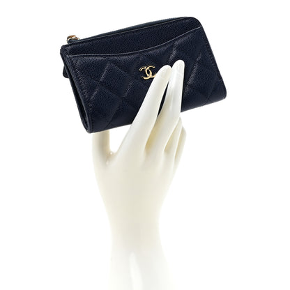 Chanel Caviar Quilted CC Zip Around Card Holder Navy 2 of 7