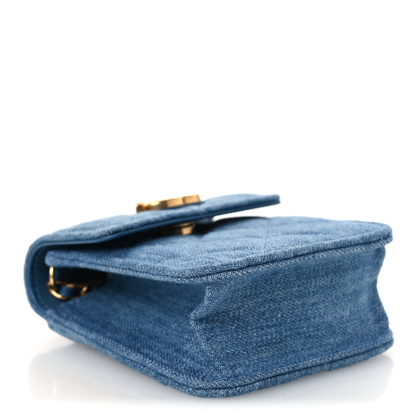 Denim Quilted Flap Mini Crossbody Blue