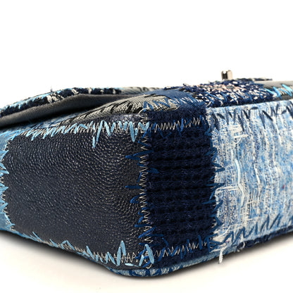 Chanel Denim Tweed Patchwork Jumbo Single Flap Blue 10 of 11