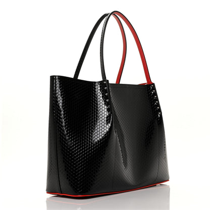 Christian Louboutin Calfskin Snake Embossed Spikes Large Cabarock Black 2 of 7