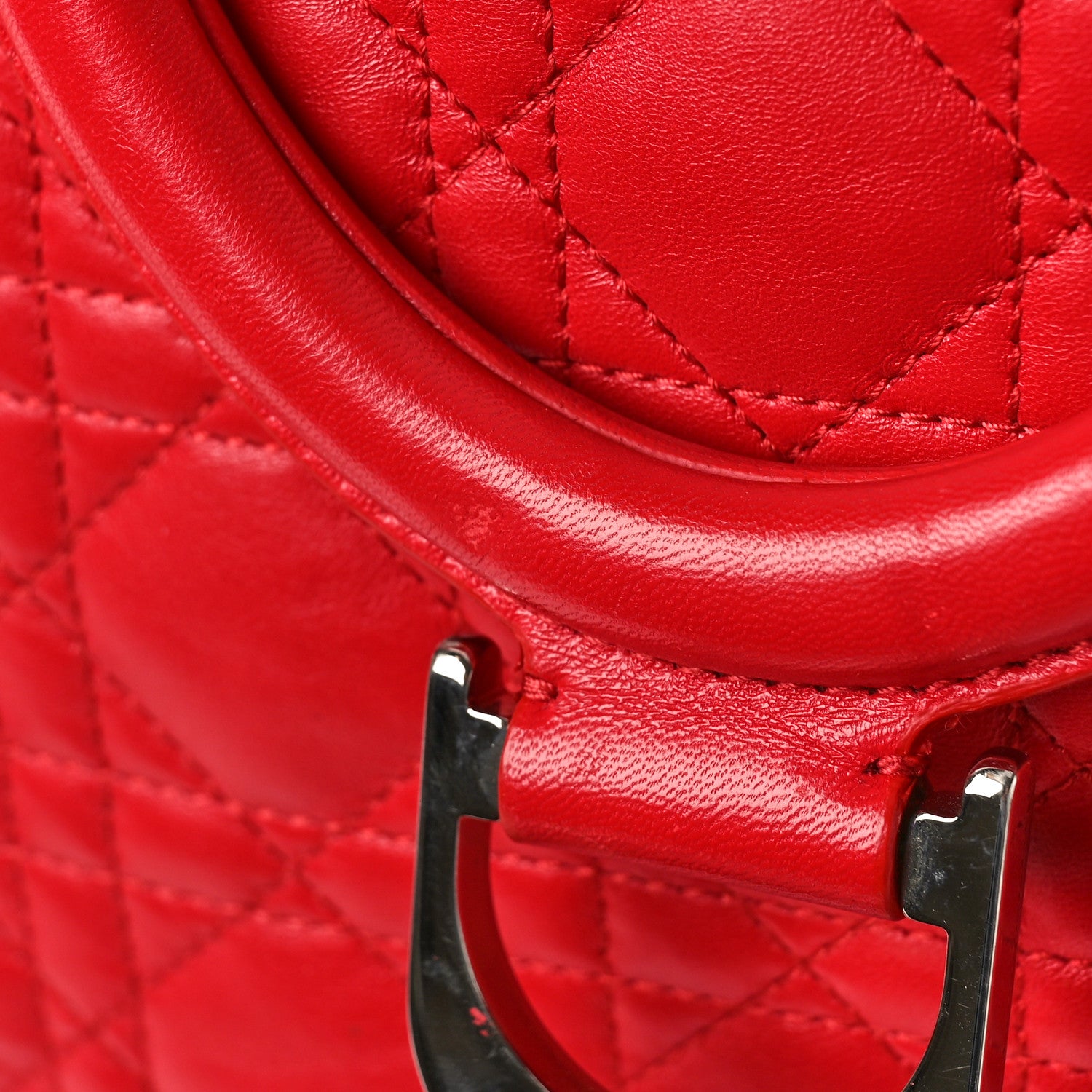 Christian Dior CHRISTIAN DIOR Lambskin Cannage Large Stardust Backpack Red 10 of 12