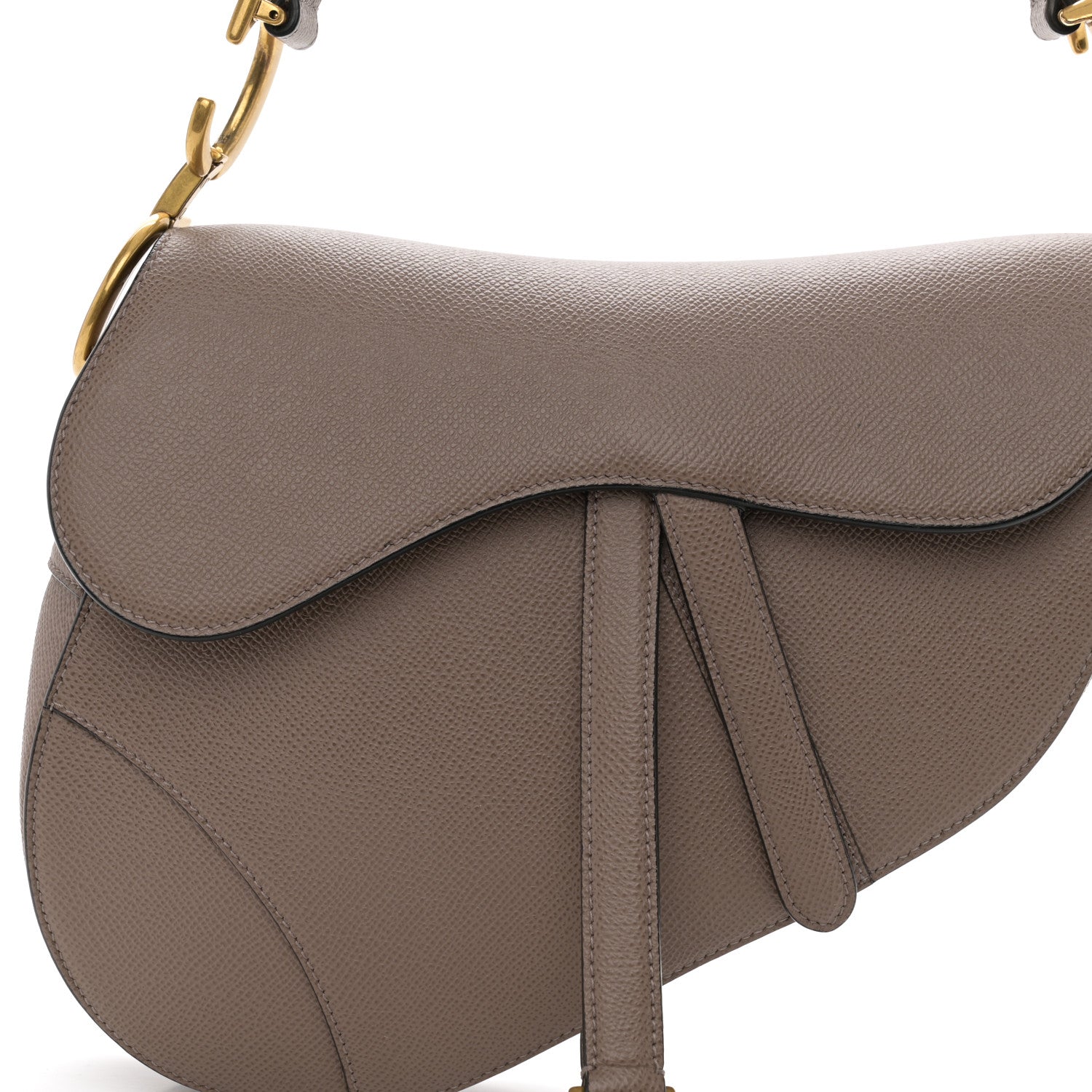 Christian Dior Grained Calfskin Saddle Bag Warm Taupe 9 of 14