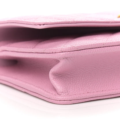 Chanel Shiny Caviar Quilted Pick Me Up Wallet On Chain WOC Pink 10 of 12