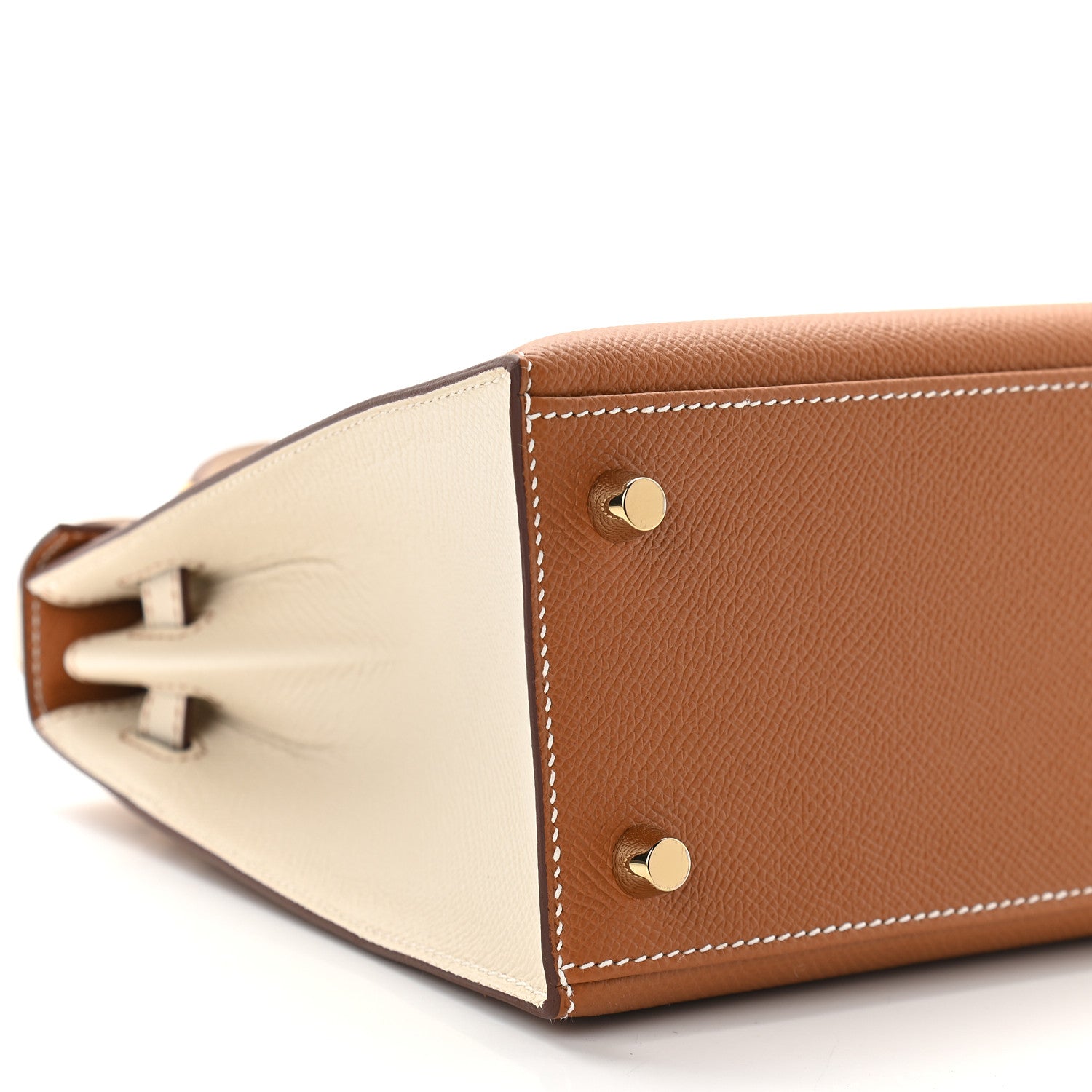 Hermes Epsom Horseshoe Kelly Sellier 25 Gold Craie 8 of 12