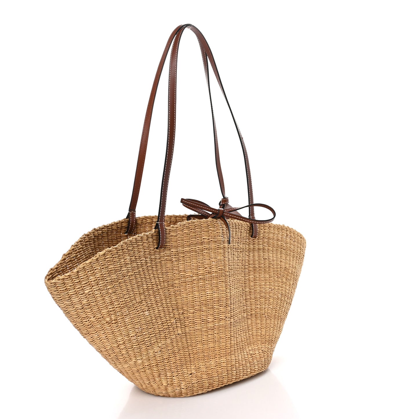 Calfskin Raffia Paulas Ibiza Small Basket Tote Bag Natural Tan