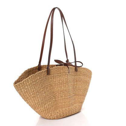 Loewe Calfskin Raffia Paulas Ibiza Small Basket Tote Bag Natural Tan 3 of 9