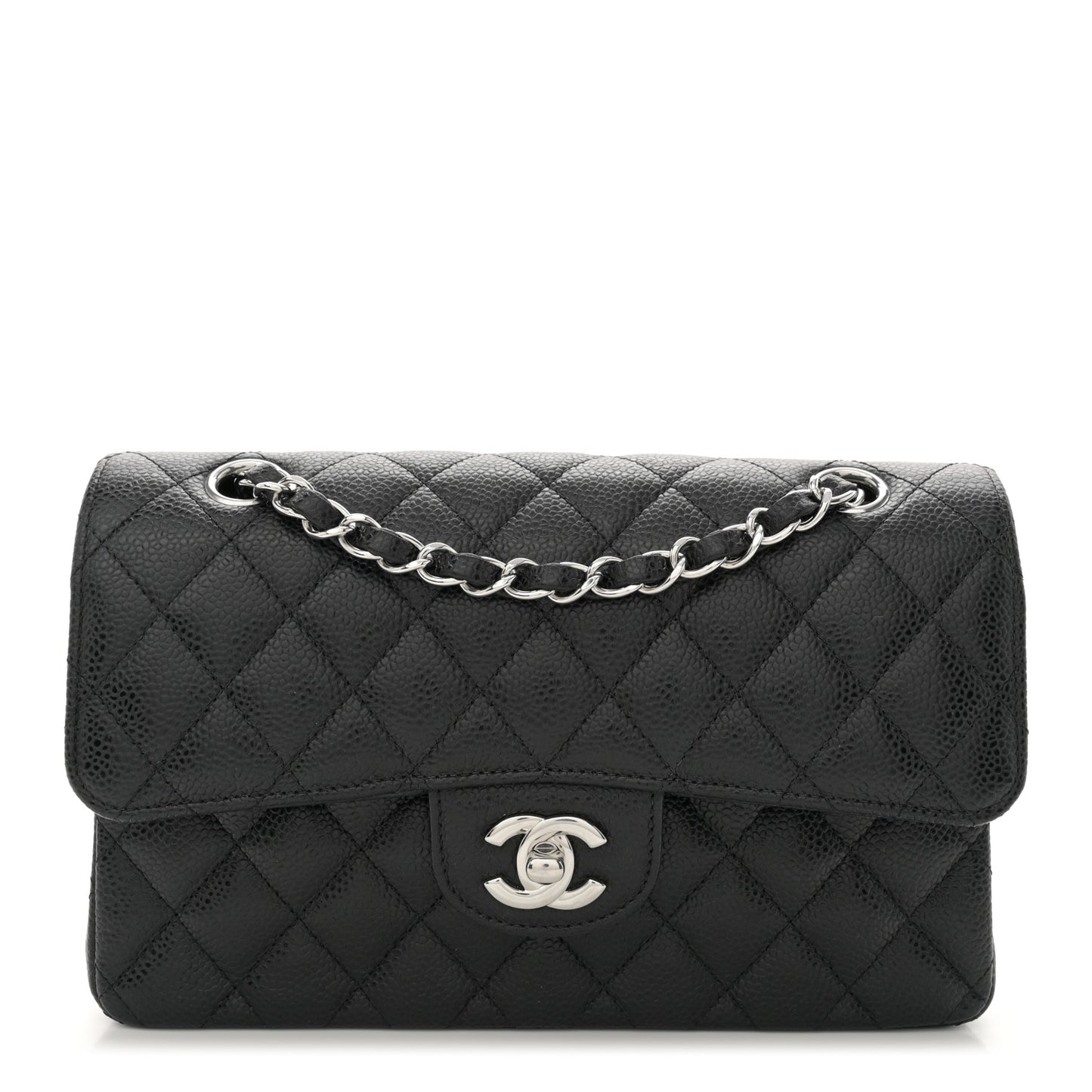 Caviar Quilted Small Double Flap Black