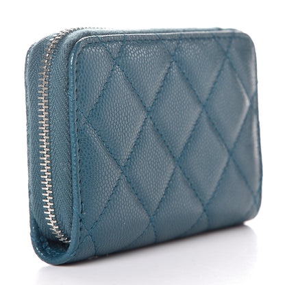 Chanel Caviar Quilted Zip Coin Purse Dark Turquoise 3 of 8