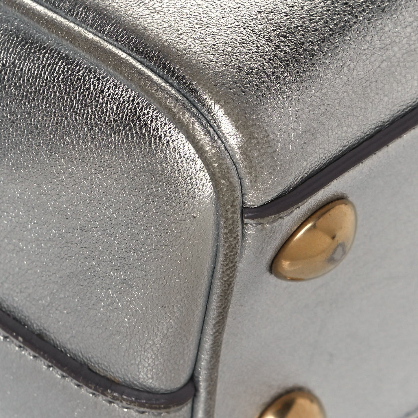 Metallic Calfskin Classic Toy Duffle Silver