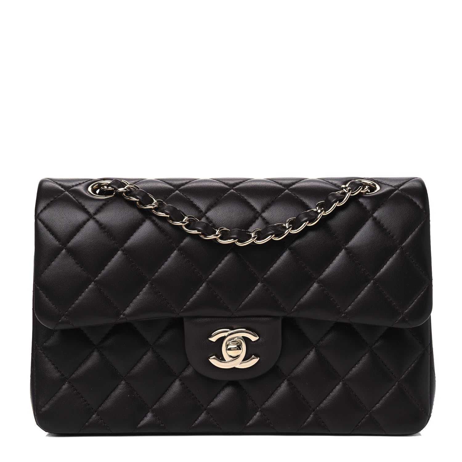 Chanel Lambskin Quilted Small Double Flap Dark Brown 1 of 4