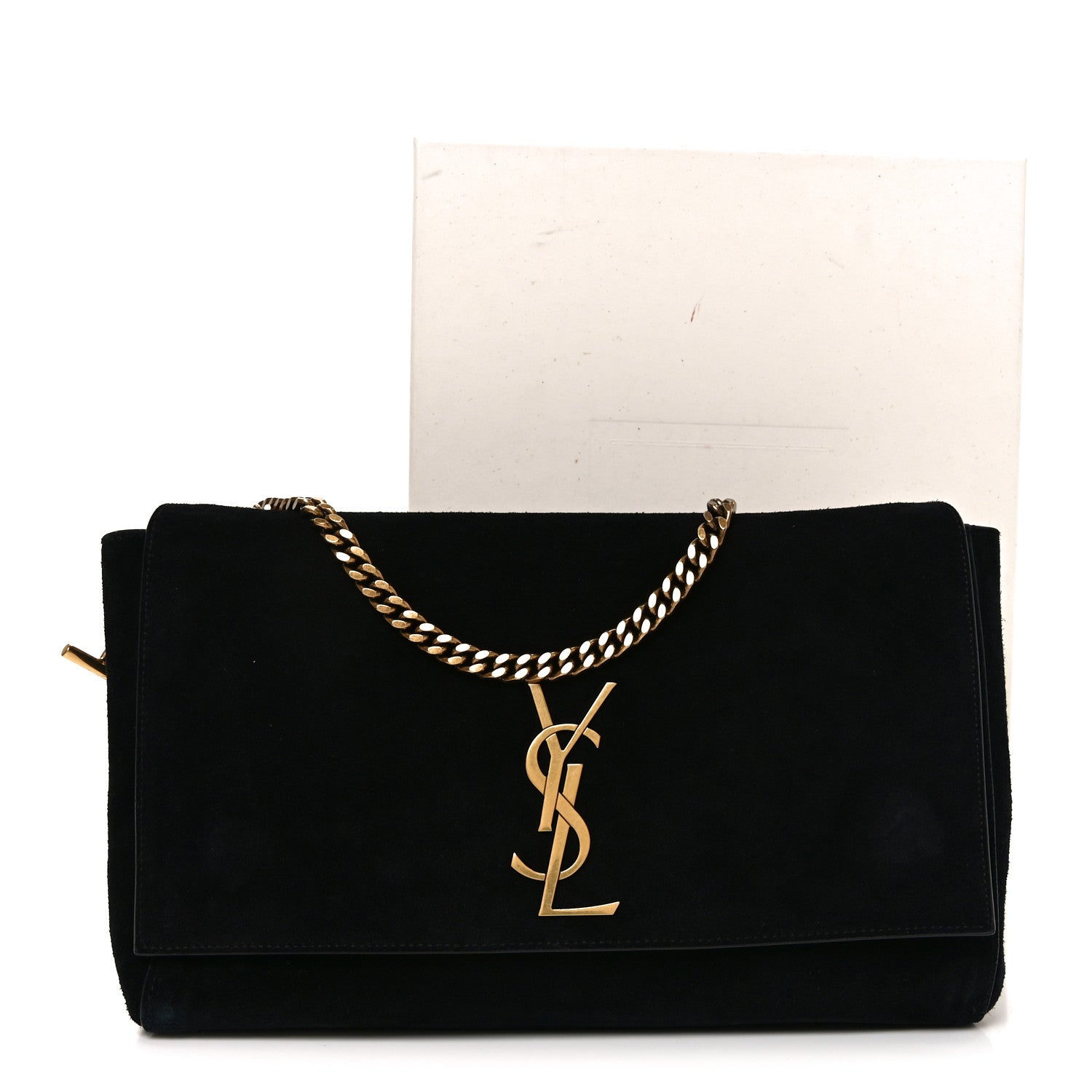 Saint Laurent Smooth Calfskin Suede Medium Reversible Monogram Kate Satchel Black 11 of 18