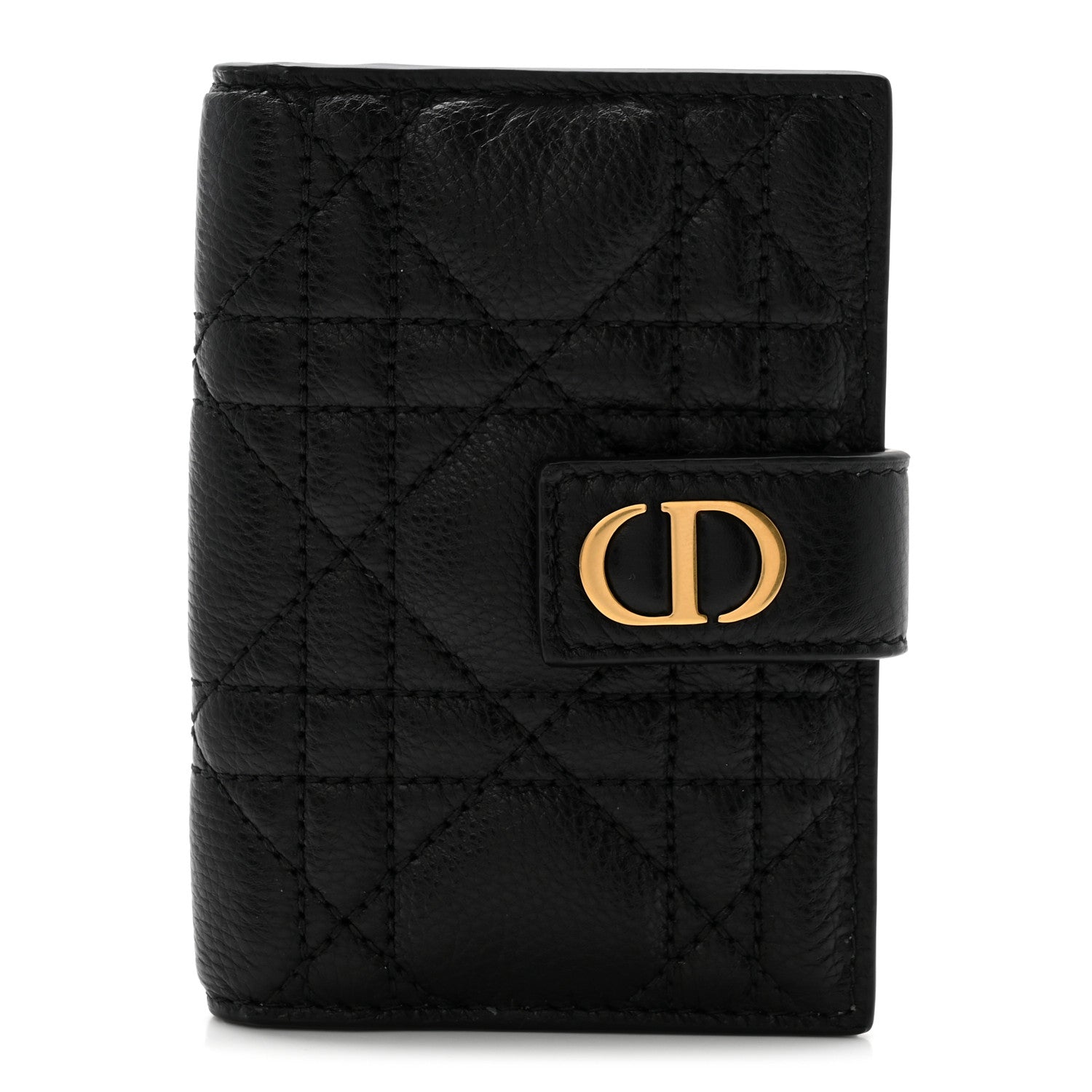 Christian Dior Supple Calfskin Cannage Caro Dandelion Card Holder Black 1 of 7