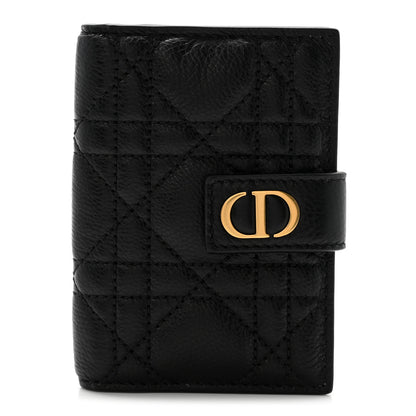 Christian Dior Supple Calfskin Cannage Caro Dandelion Card Holder Black 1 of 7