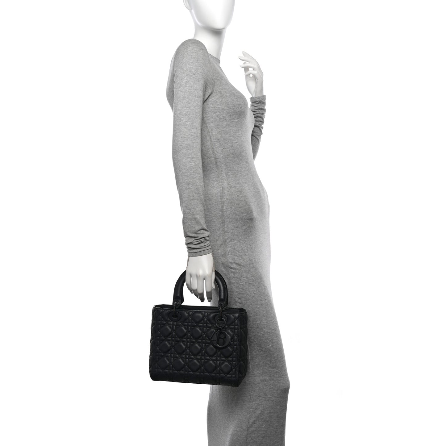 Ultra Matte Calfskin Cannage Medium Lady Dior Black