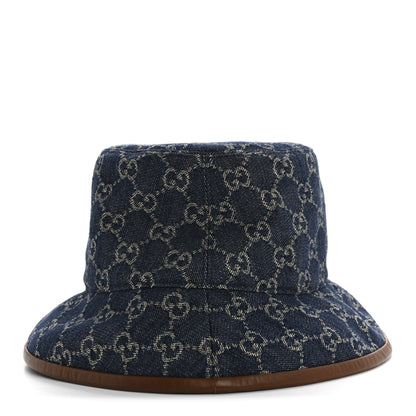Gucci Washed Jacquard Denim Nappa GG Monogram Oscar Bucket Hat M Denim Cuir 5 of 9
