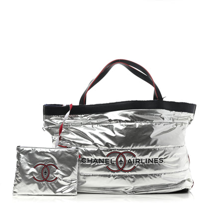 Chanel Reversible Chanel Airlines Tote Silver Navy 1 of 19