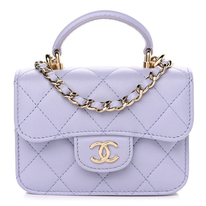 Chanel Lambskin Quilted Top Handle Flap Coin Purse With Chain Light Purple 1 of 11