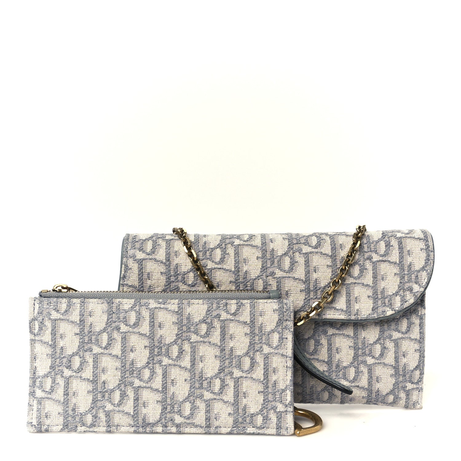 Christian Dior Oblique Saddle Chain Long Wallet Grey 3 of 13