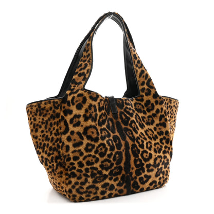 Saint Laurent Pony Hair Nappa Leopard Print Le 5 A 7 Bea Tote Earth Black 3 of 10