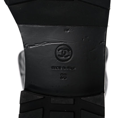 Chanel Crackled Calfskin Velvet Pearl Combat Ankle Boots 38 Black 6 of 9