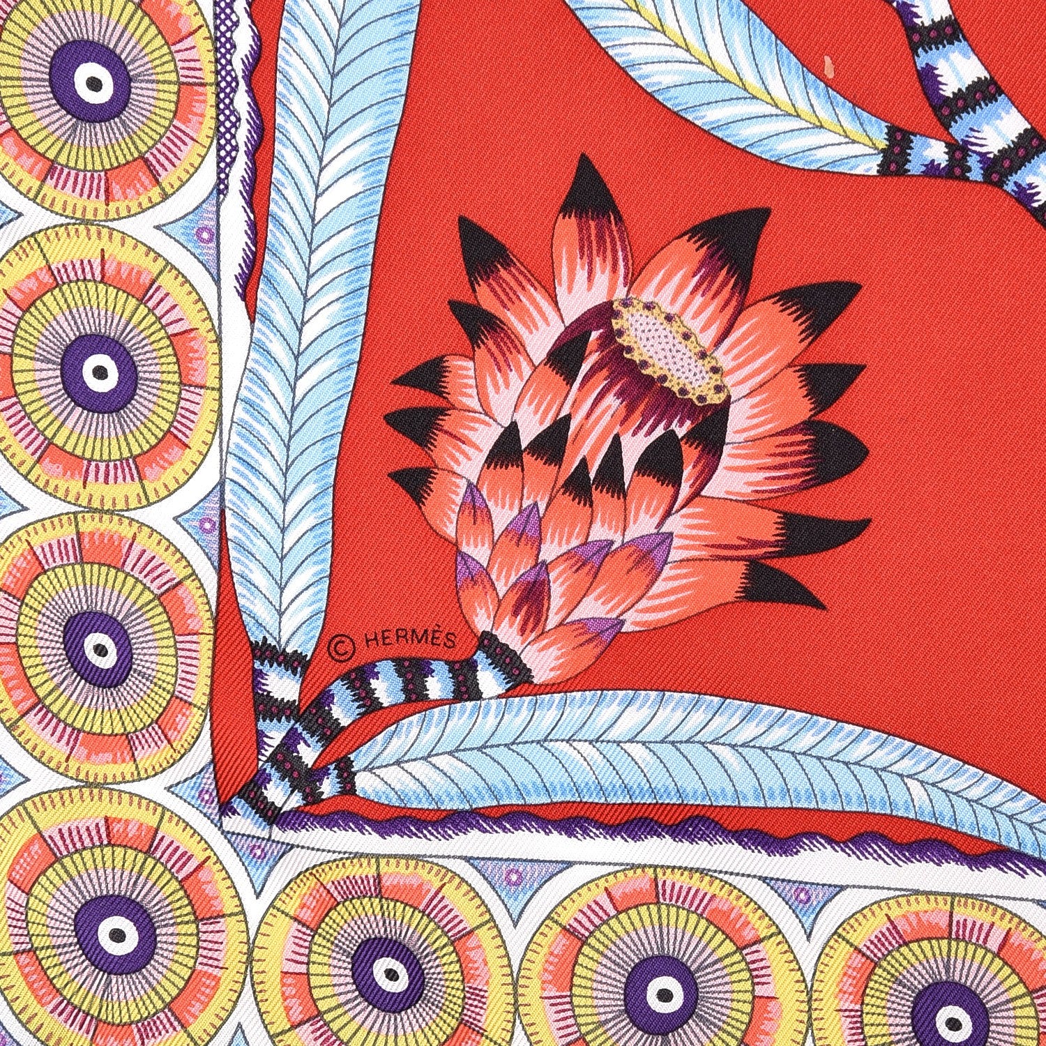Hermes Silk The Savana Dance Pocket Square Scarf Rouge Gris Violine 6 of 7