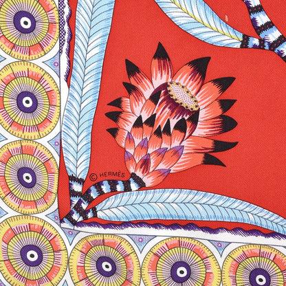 Hermes Silk The Savana Dance Pocket Square Scarf Rouge Gris Violine 6 of 7