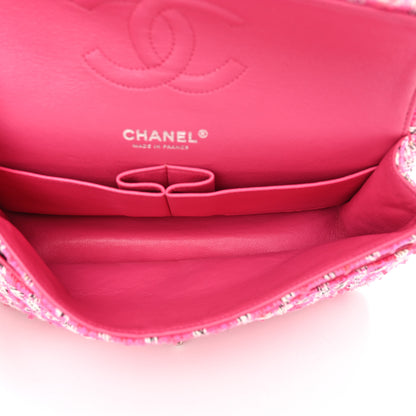 Chanel Tweed Quilted Medium Double Flap Hot Pink 5 of 11