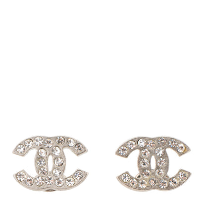 Chanel Crystal Timeless CC Earrings Silver 1 of 4