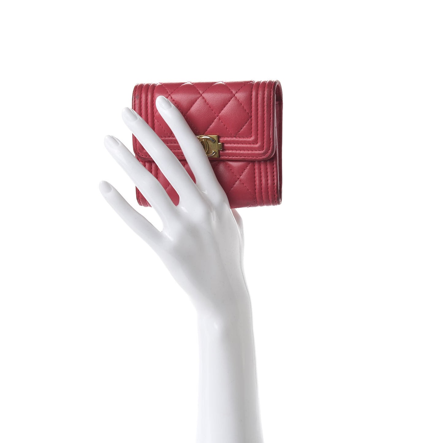 Lambskin Quilted Compact Boy Wallet Fuchsia