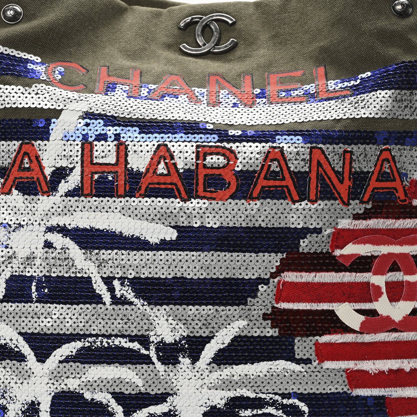 Canvas Sequins Cubano Trip Hobo Khaki
