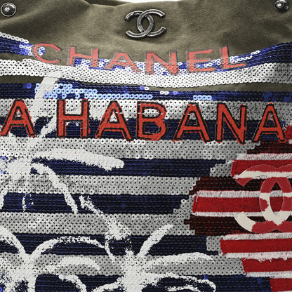 Chanel Canvas Sequins Cubano Trip Hobo Khaki 8 of 10