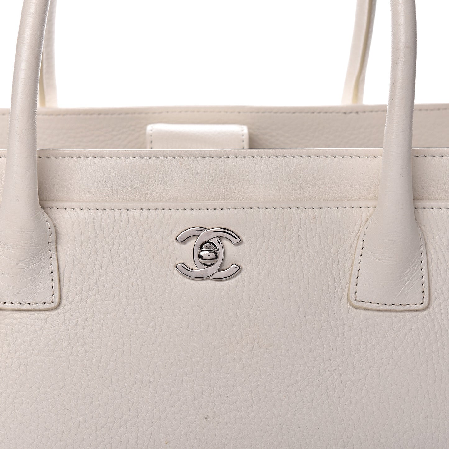 Calfskin Cerf Executive Shopper Tote White