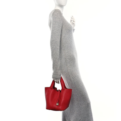 Hermes Taurillon Clemence Picotin Lock 22 MM Rouge Casaque 2 of 10