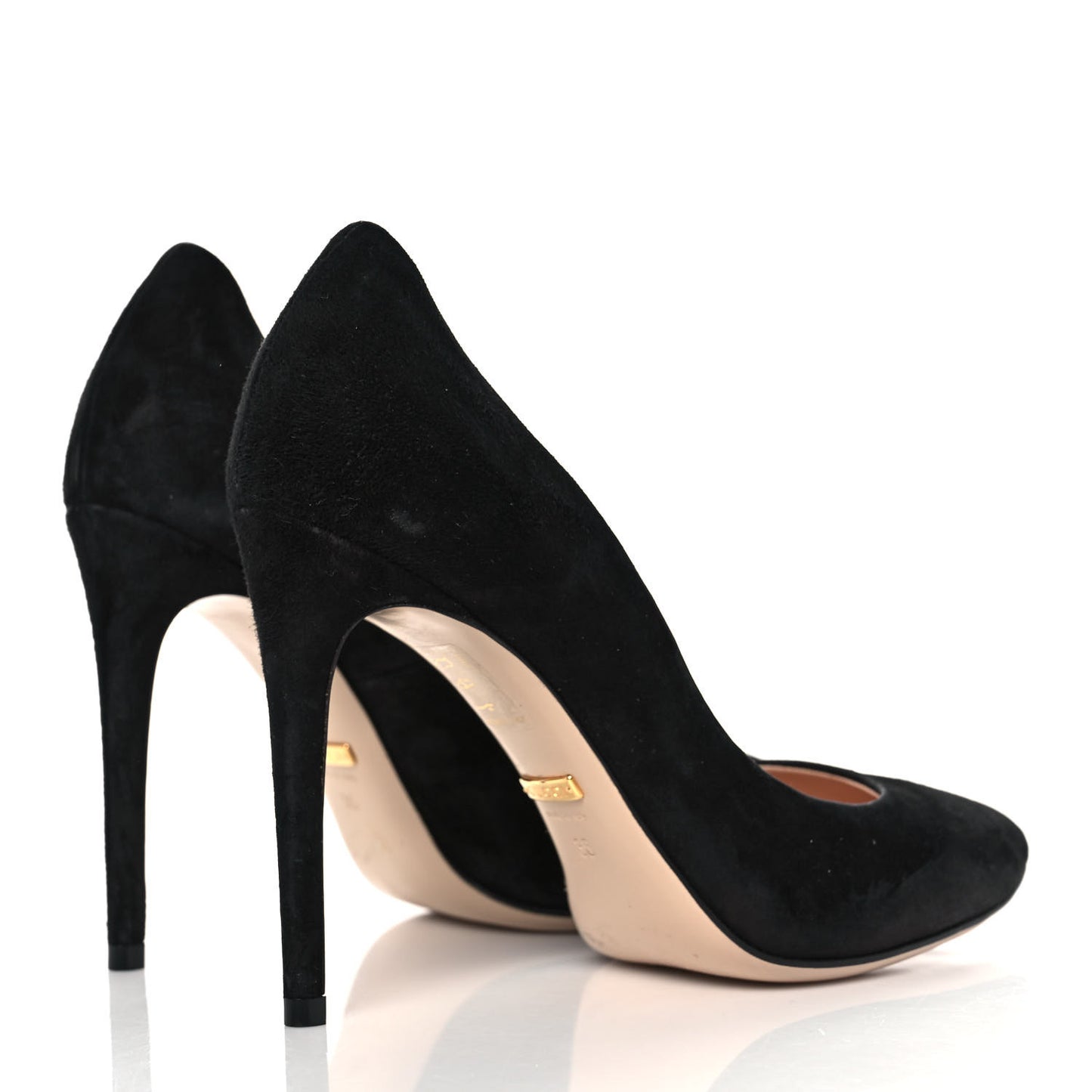 Kid Scamosciato Removable Web Bow High Heel Pumps 36 Black