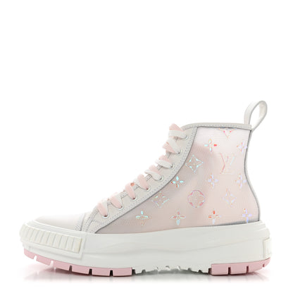 Louis Vuitton Iridescent Technical Mesh Monogram LV Squad Sneaker Boots 39 Rose Clair 1 of 8