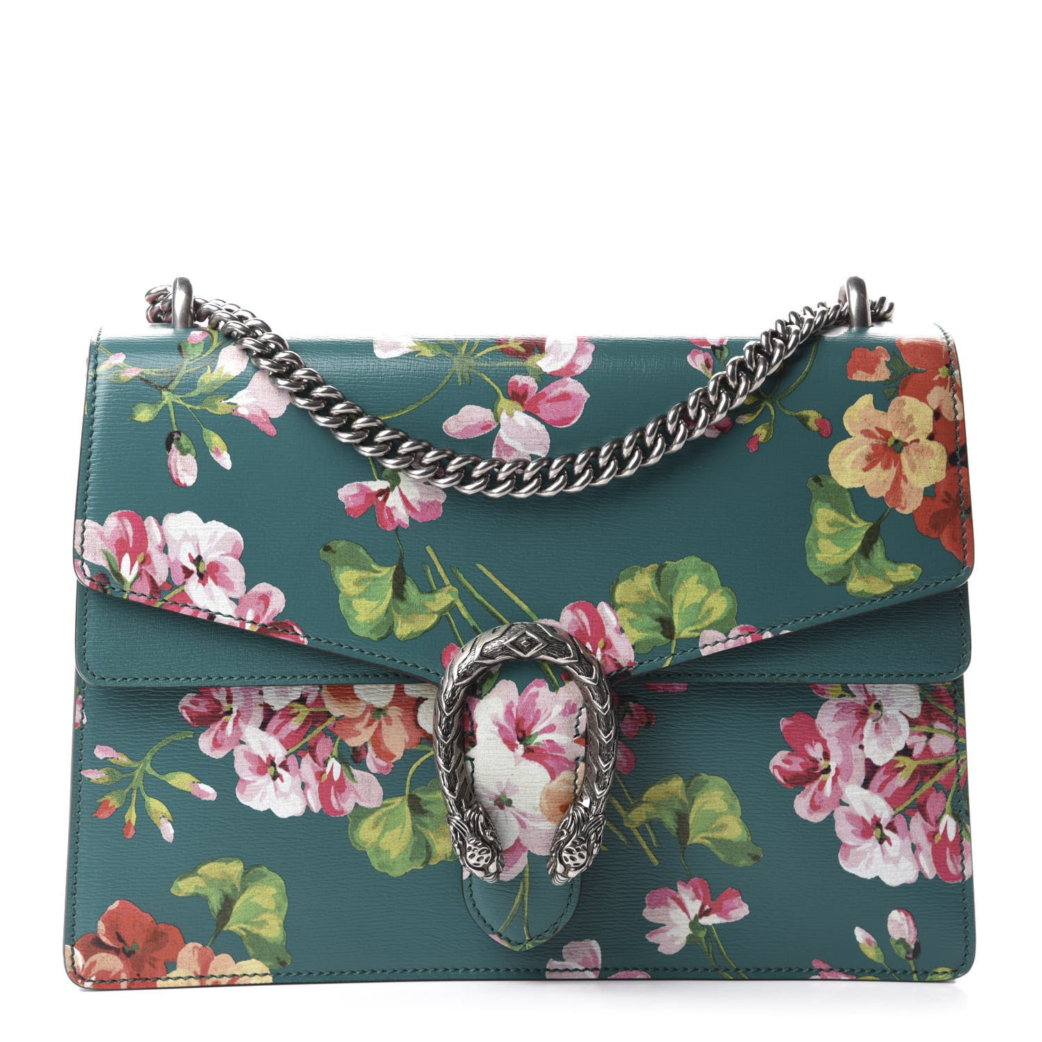 Gucci Calfskin Blooms Print Medium Dionysus Shoulder Bag Bright Emerald Multicolor 1 of 10