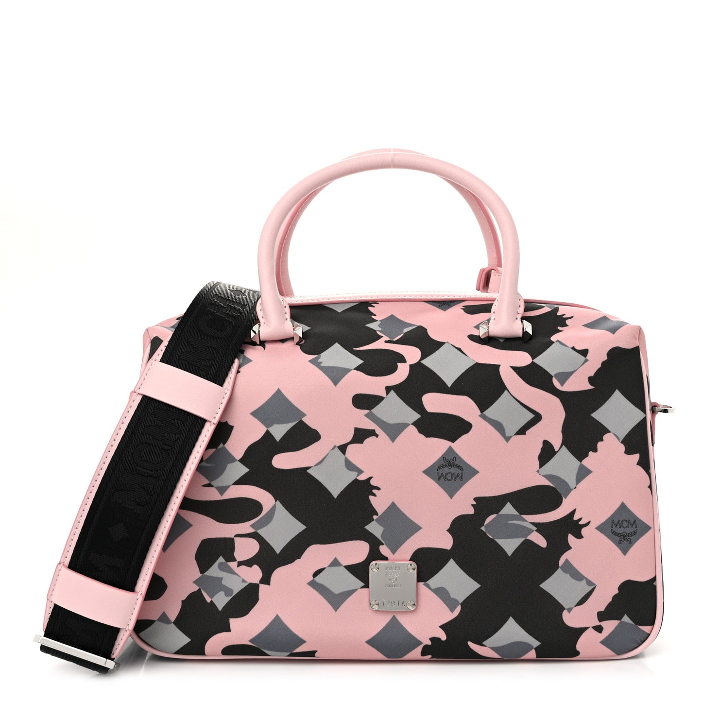 Nylon Camo Top Handle Satchel Pink Blush