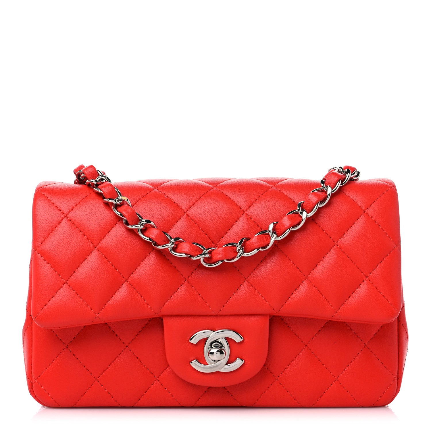 Chanel Lambskin Quilted Mini Rectangular Flap Red 1 of 10