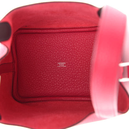 Hermes Taurillon Clemence Swift Eclat Picotin Lock 18 PM Framboise Rouge Sellier 5 of 9