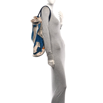 Hermes Cotton Canvas Les Leopards Tote Bag Bleu Sable 2 of 11