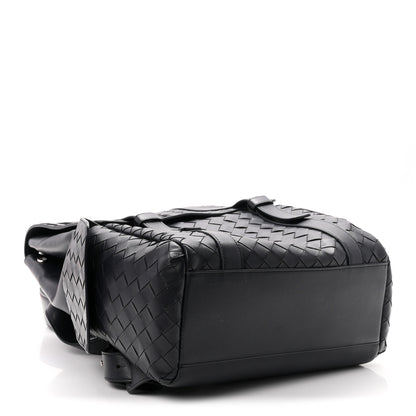 Bottega Veneta Canvas Calfskin Intrecciato Sassolungo Backpack Dark Blue 3 of 9