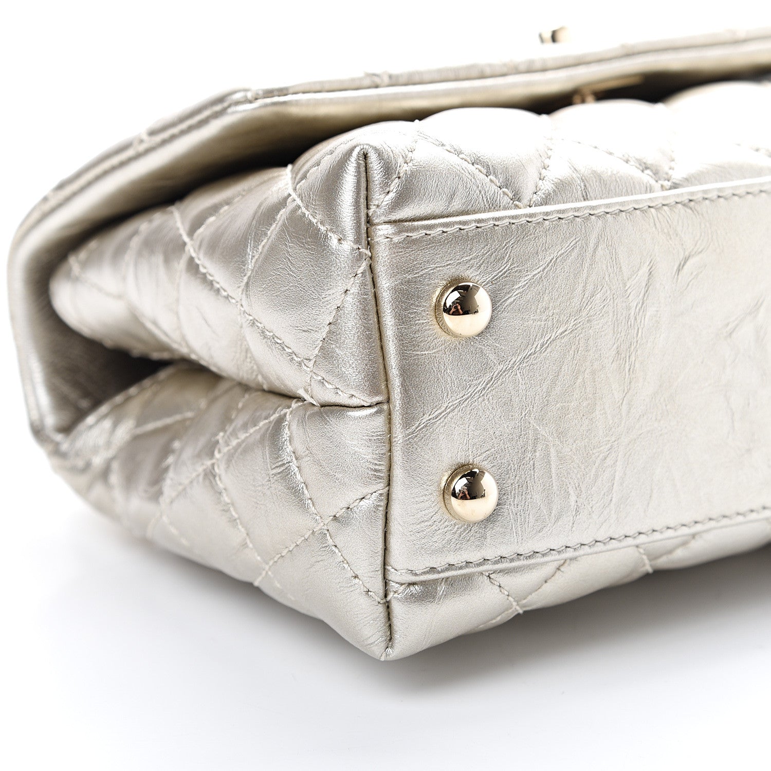 Chanel Metallic Aged Calfskin Quilted Mini Coco Handle Flap Gold 8 of 10