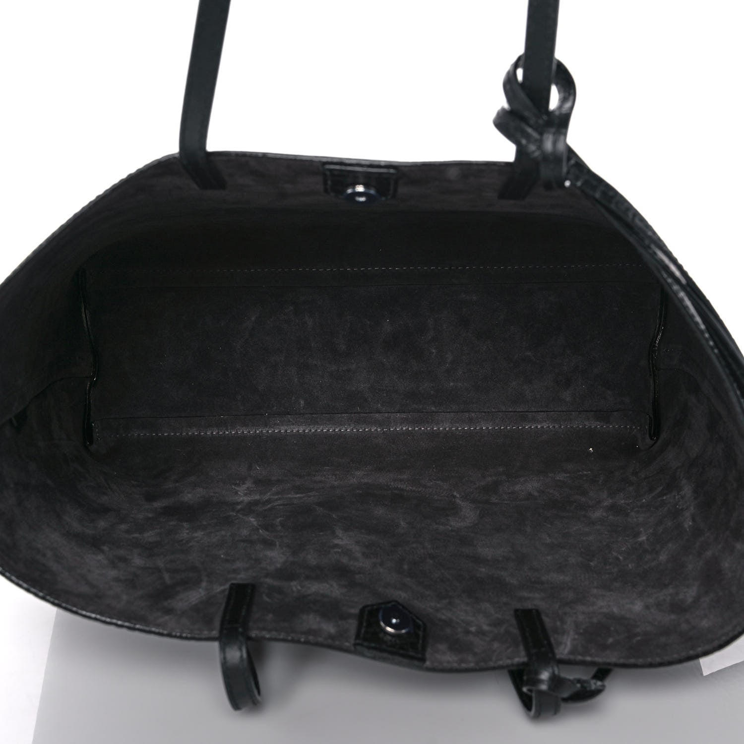 Jimmy Choo Calfskin Crocodile Embossed Nine2Five East West Tote Black 6 of 12