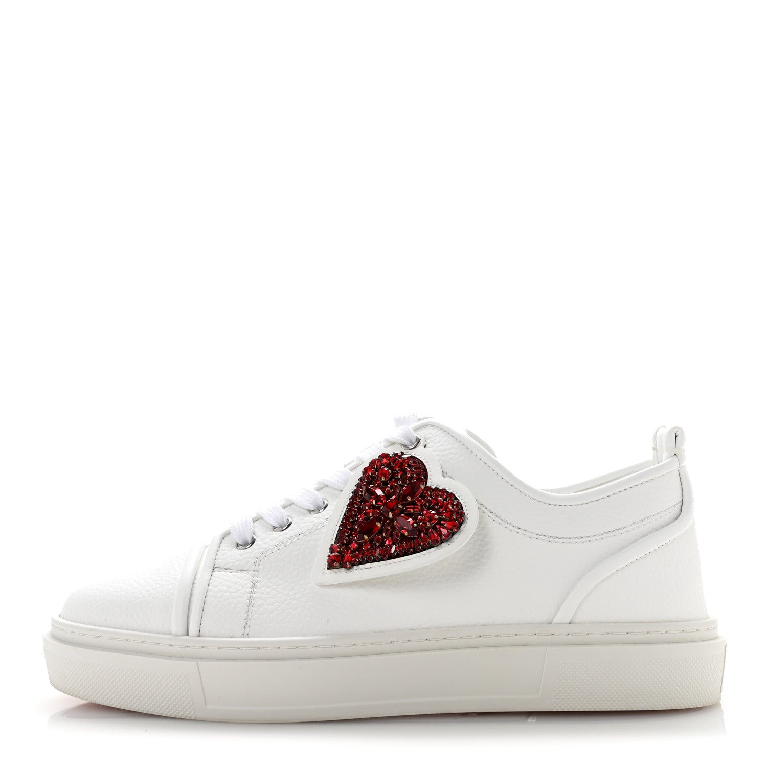Christian Louboutin Calfskin Mens Adolon Junior Heart Low Top Sneaker 43 White 1 of 10