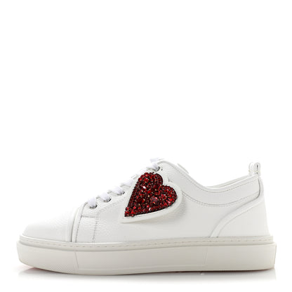 Christian Louboutin Calfskin Mens Adolon Junior Heart Low Top Sneaker 43 White 1 of 10