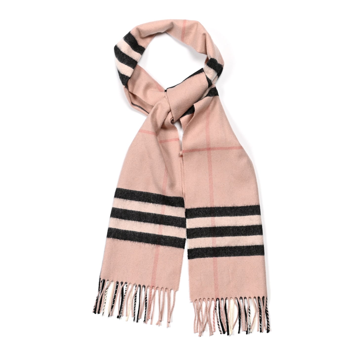 Cashmere Giant Heritage Check Fringe Scarf Ash Rose