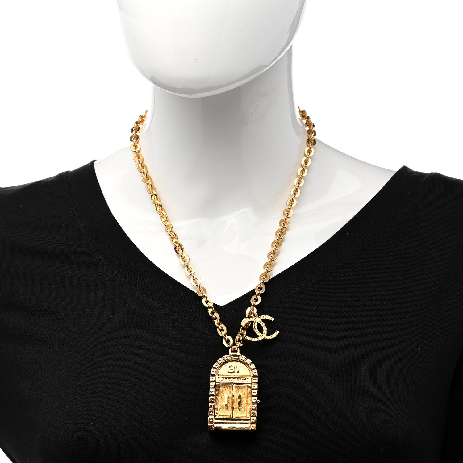 Chanel Metal 31 Rue Cambon Door Long Necklace Gold 2 of 8
