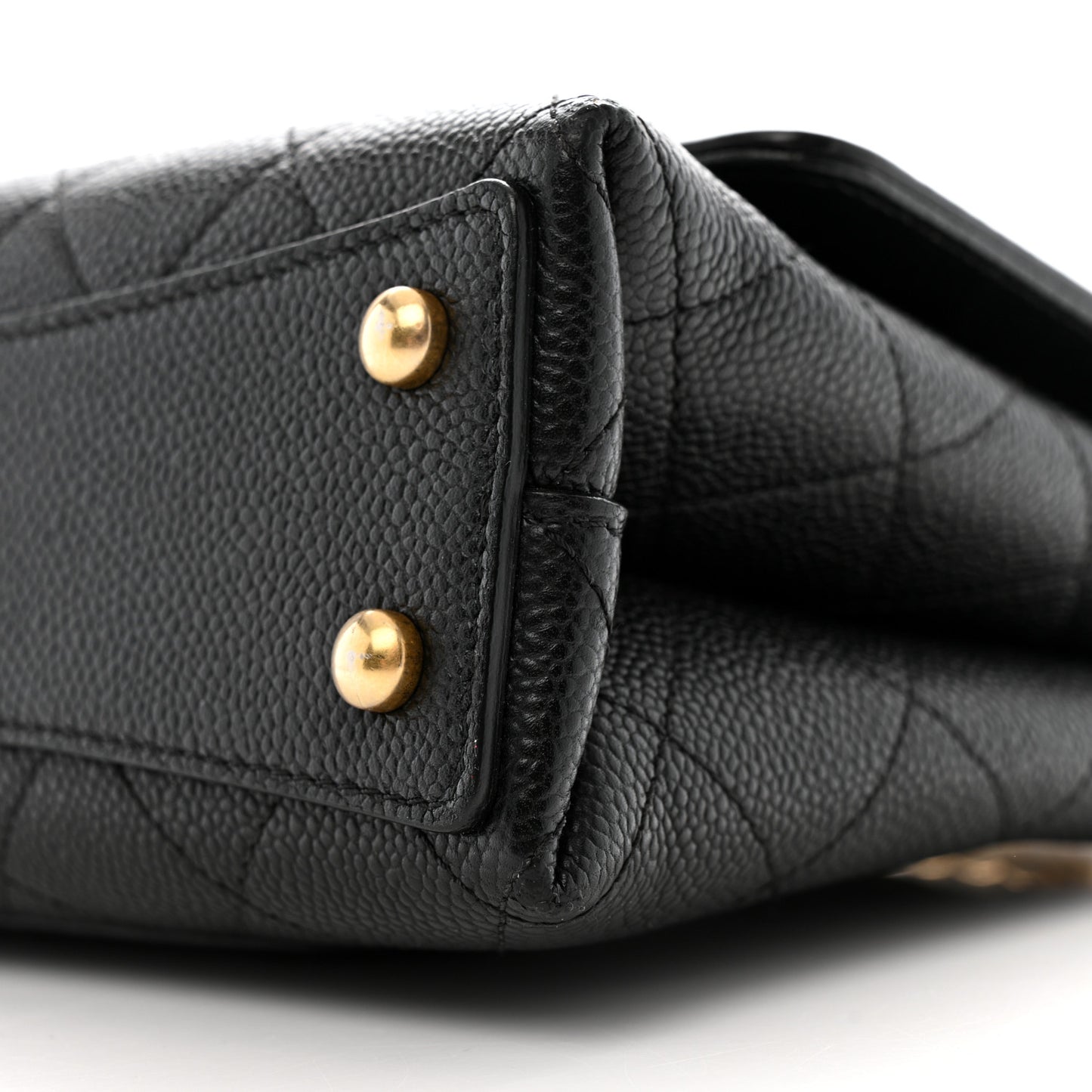 Caviar Diamond Stitched Small Top Handle Flap Black